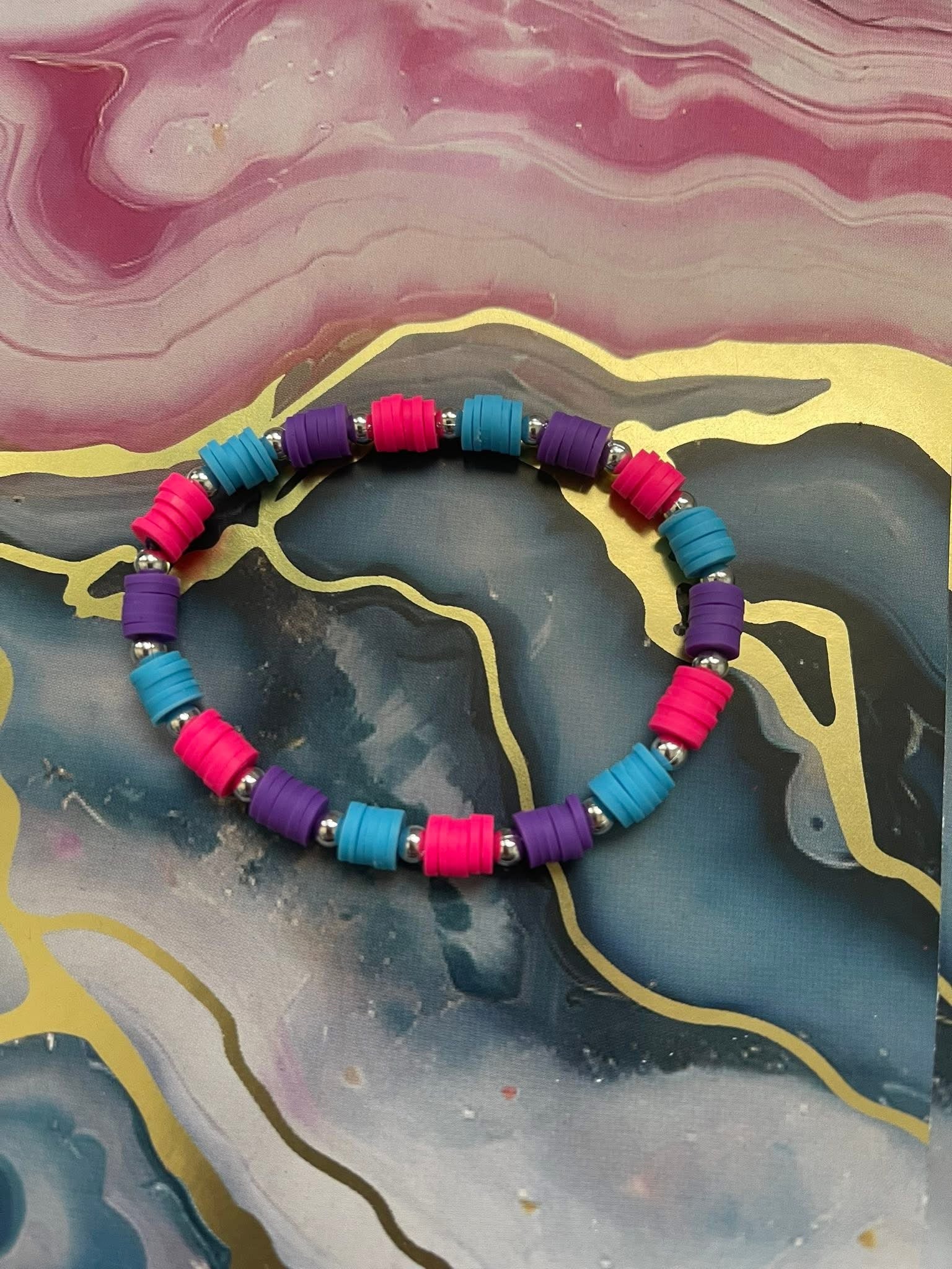 #07 Hot Pink, Purple & Blue Bracelet