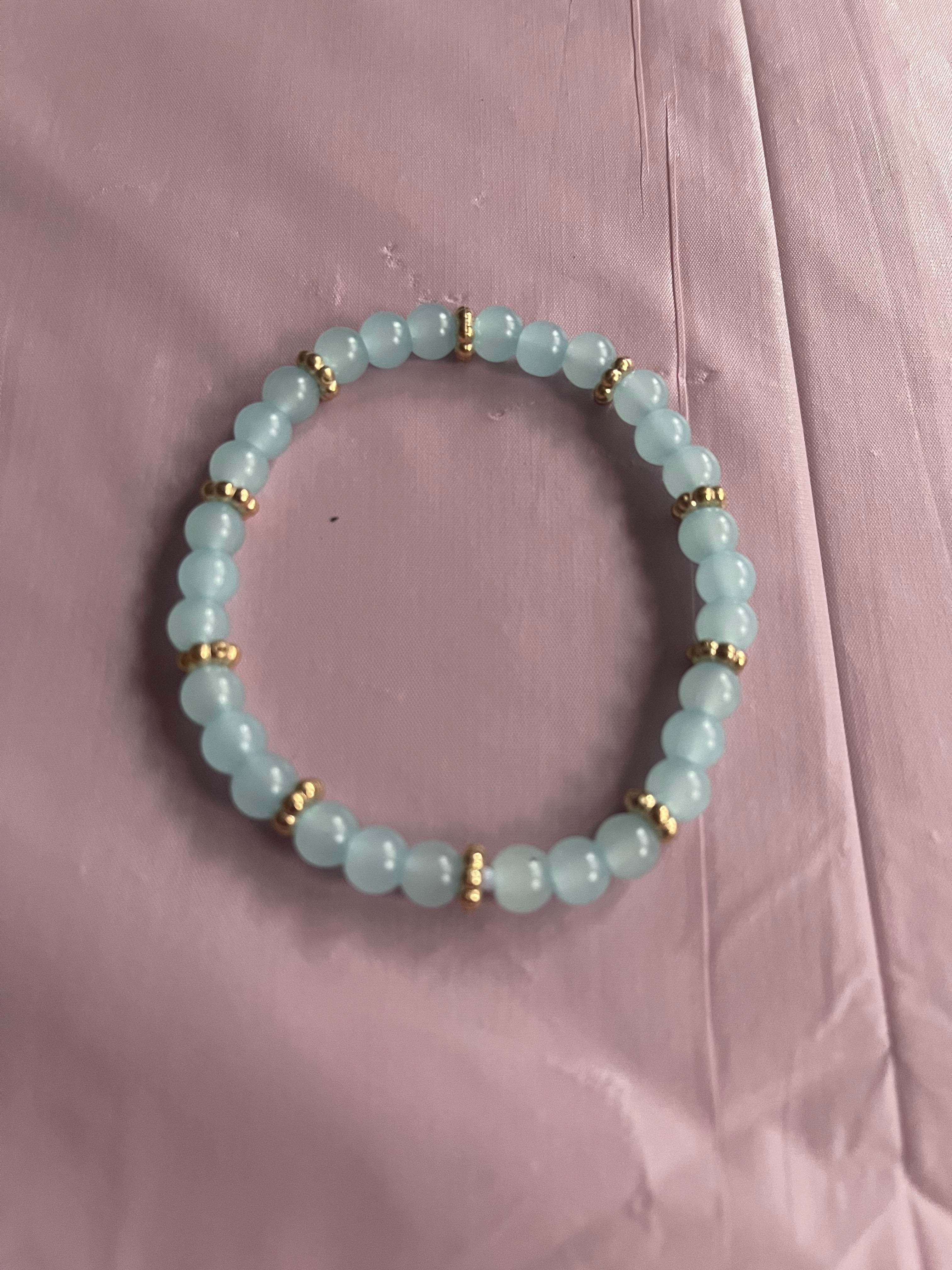 #138 Baby Blue & Gold Bracelet