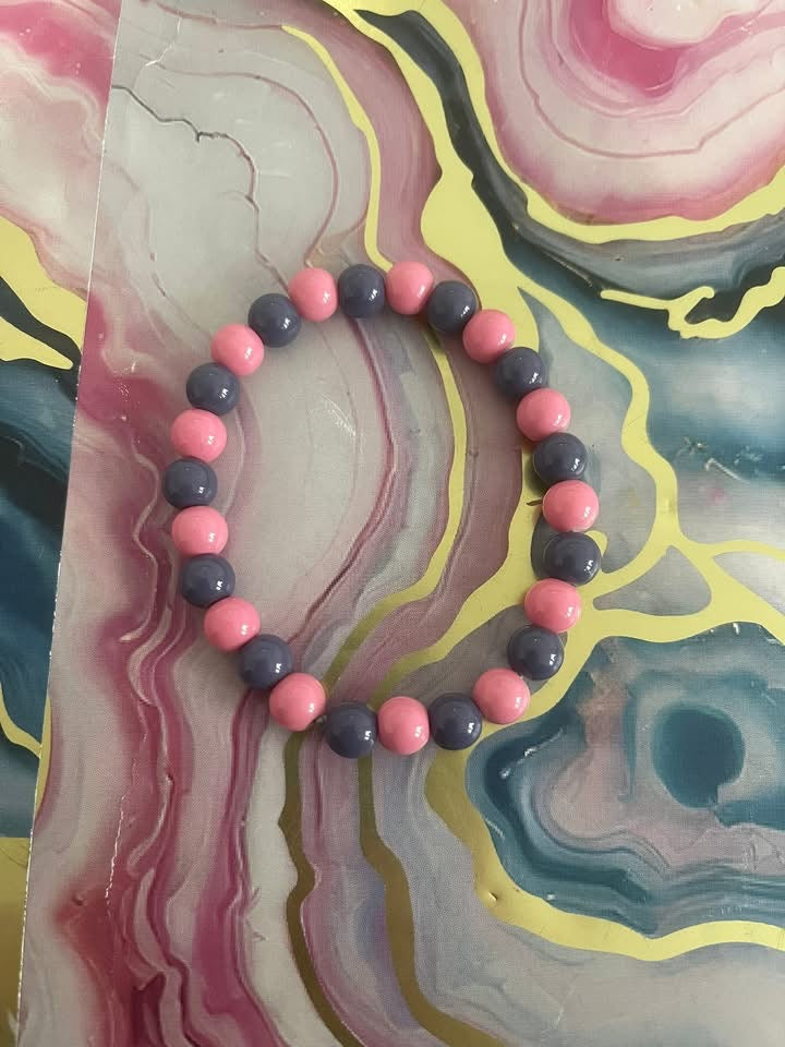 #108 Light Pink & Gray Bracelet