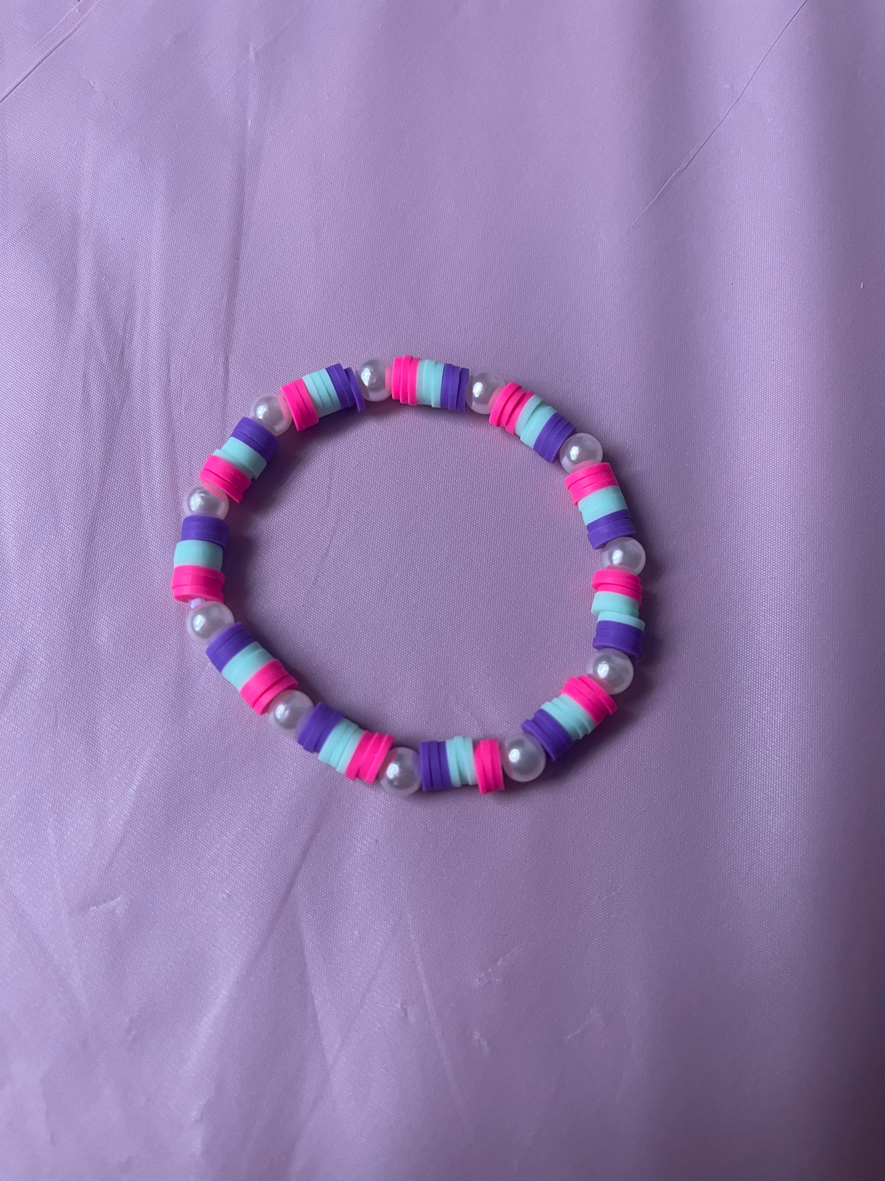 #186 Hot Pink,Mint & Purple Bracelet