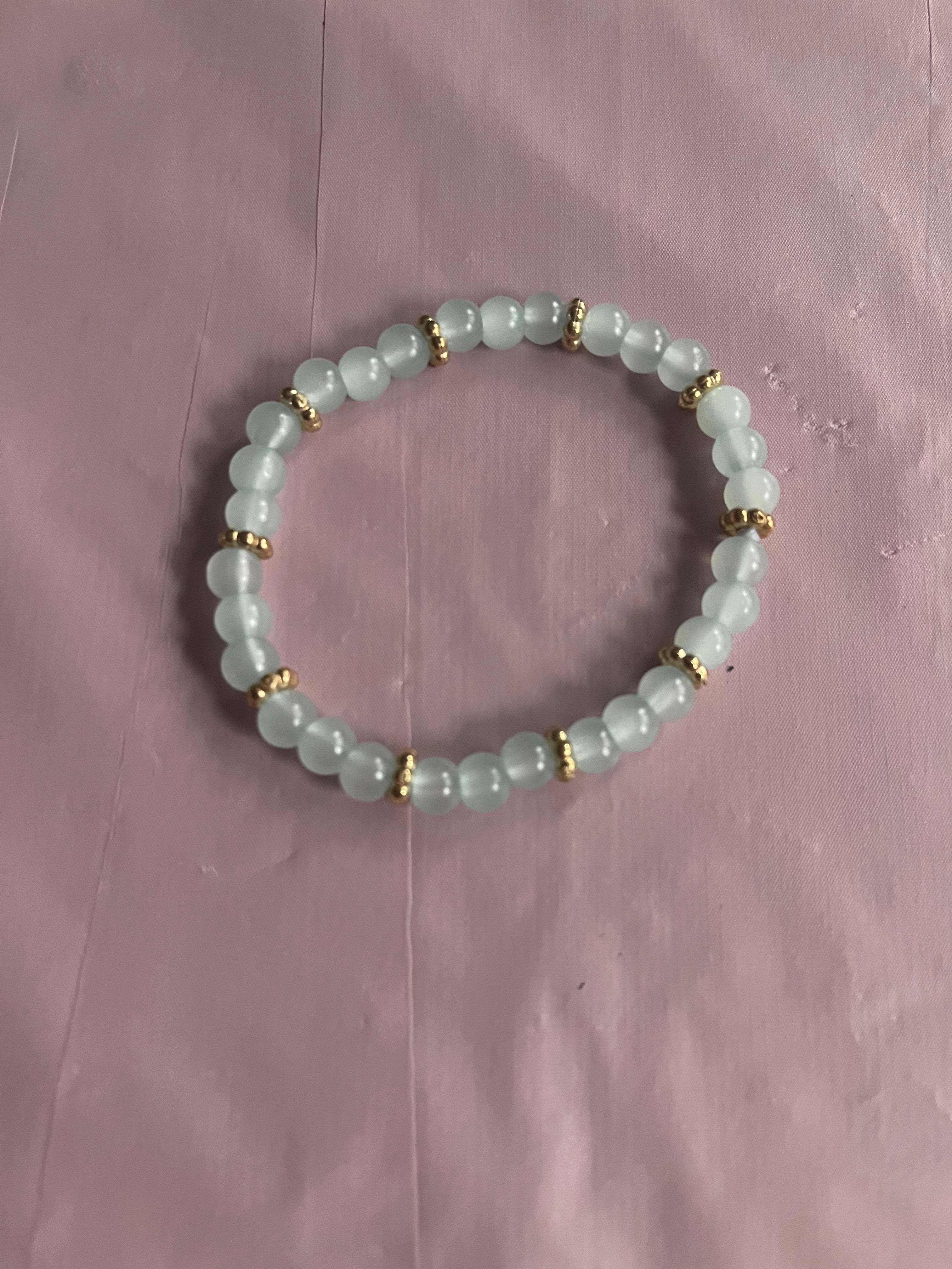 #141 Light Blue & Gold Bracelet