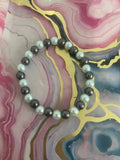 #41 Black & Light Blue Pearl Bracelet