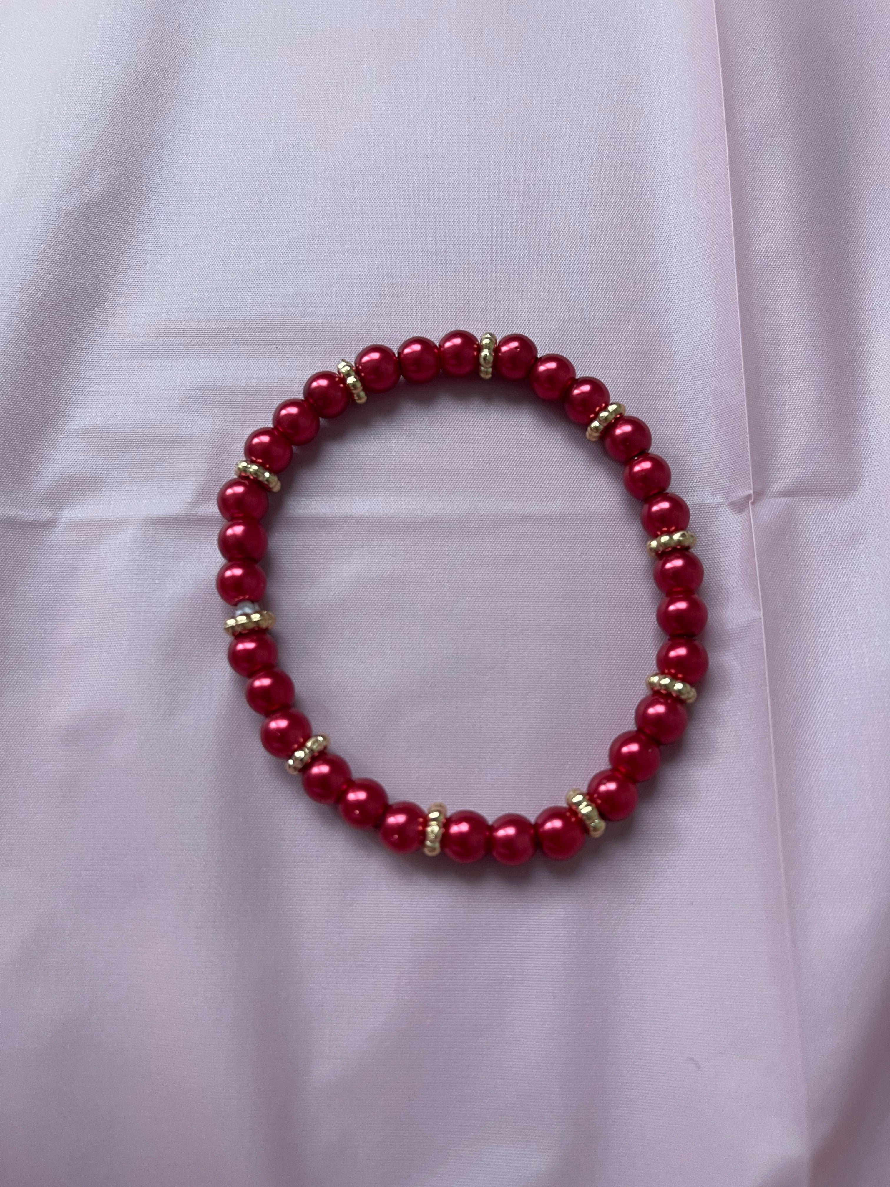 #71 Christmas Red & Gold Bracelet