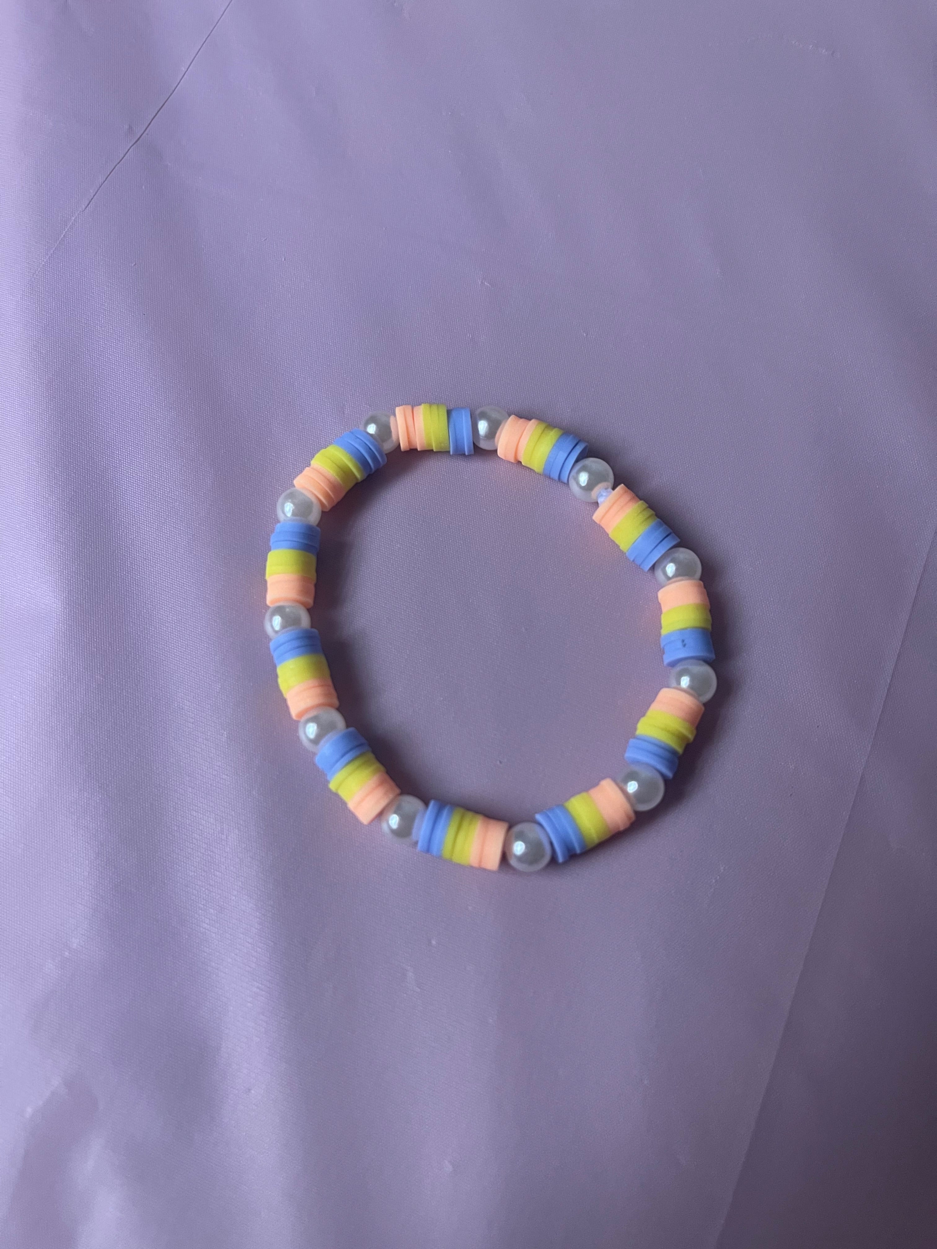 #214 Peach,Yellow & Blue Bracelet