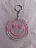 #60 Pink Smiley Heart Eyes~~Keychain