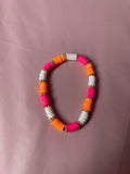 #205 Hot Pink,Orange & White Bracelet