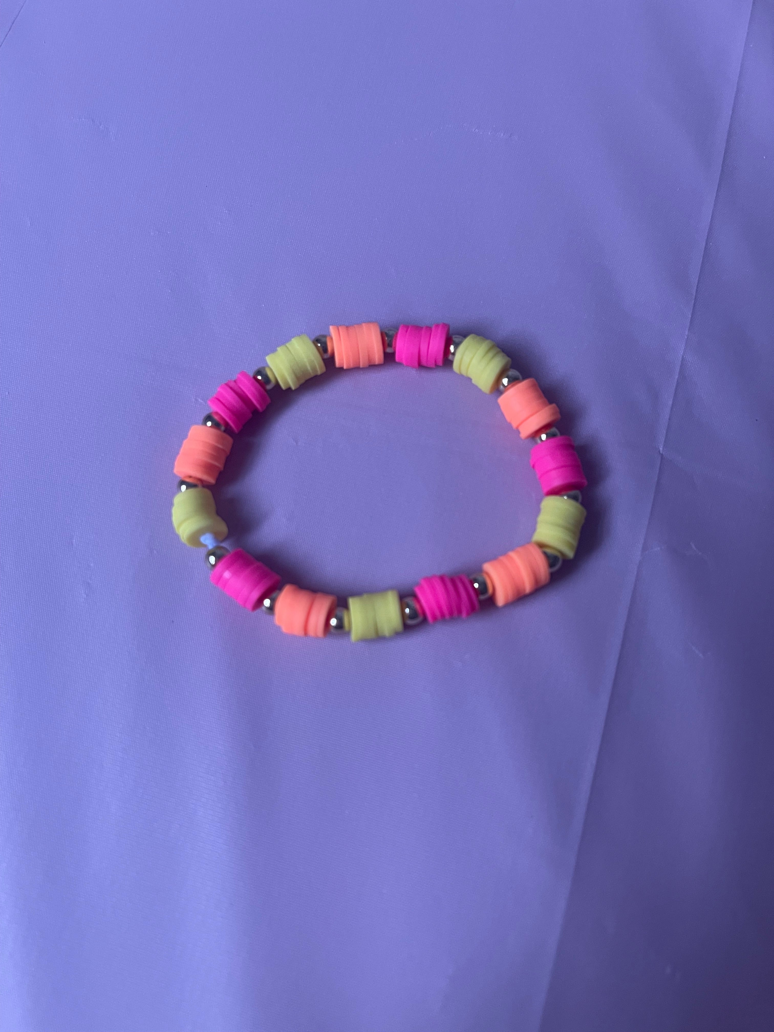 #217 Yellow,Orange & Hot Pink Bracelet