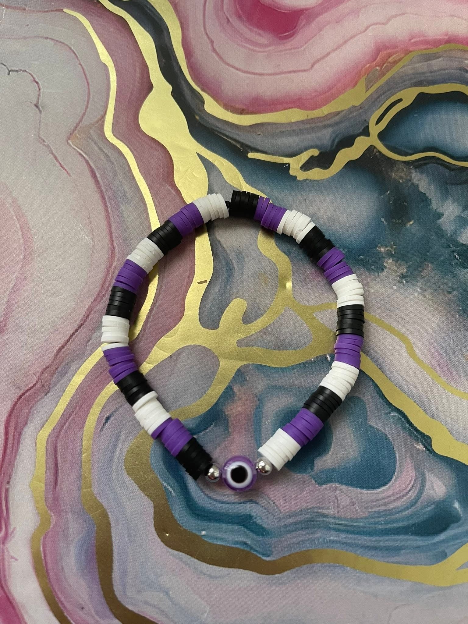 #26 Purple Black & White Eye Bracelet