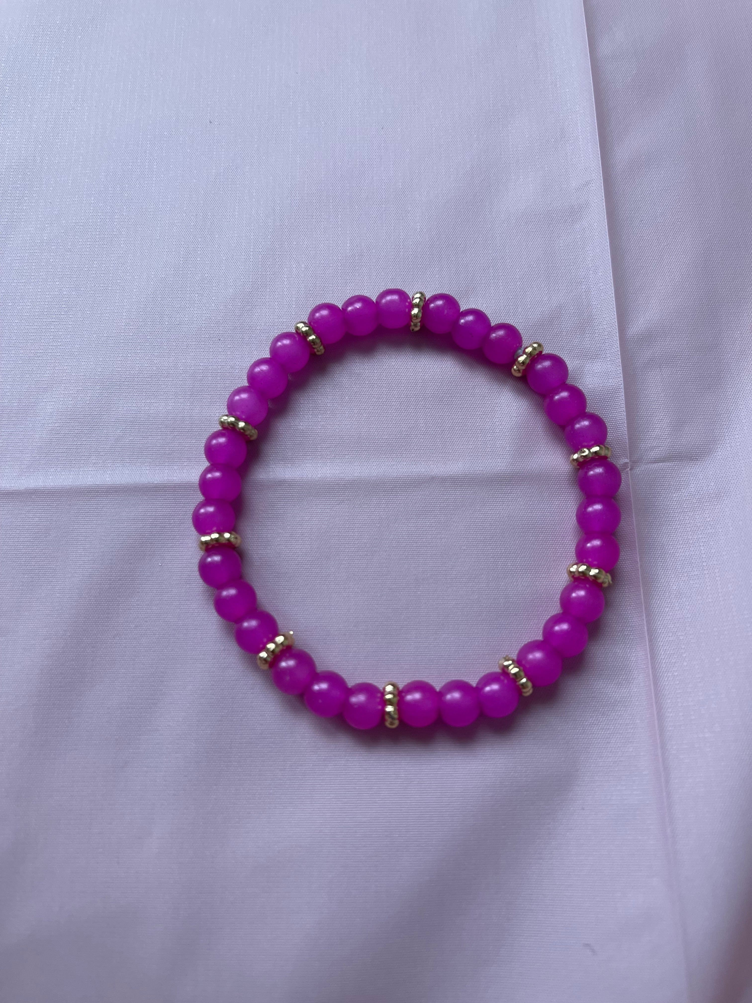#72 Hot Pink & Gold Bracelet
