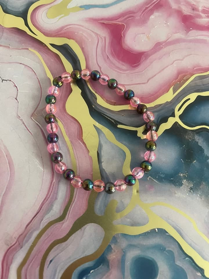 #123 Pink & Oil Spill Bracelet