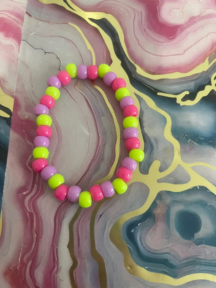 #86 Green, Violet & Pink Bracelet