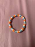 #193 Light Blue,White & Orange Bracelet