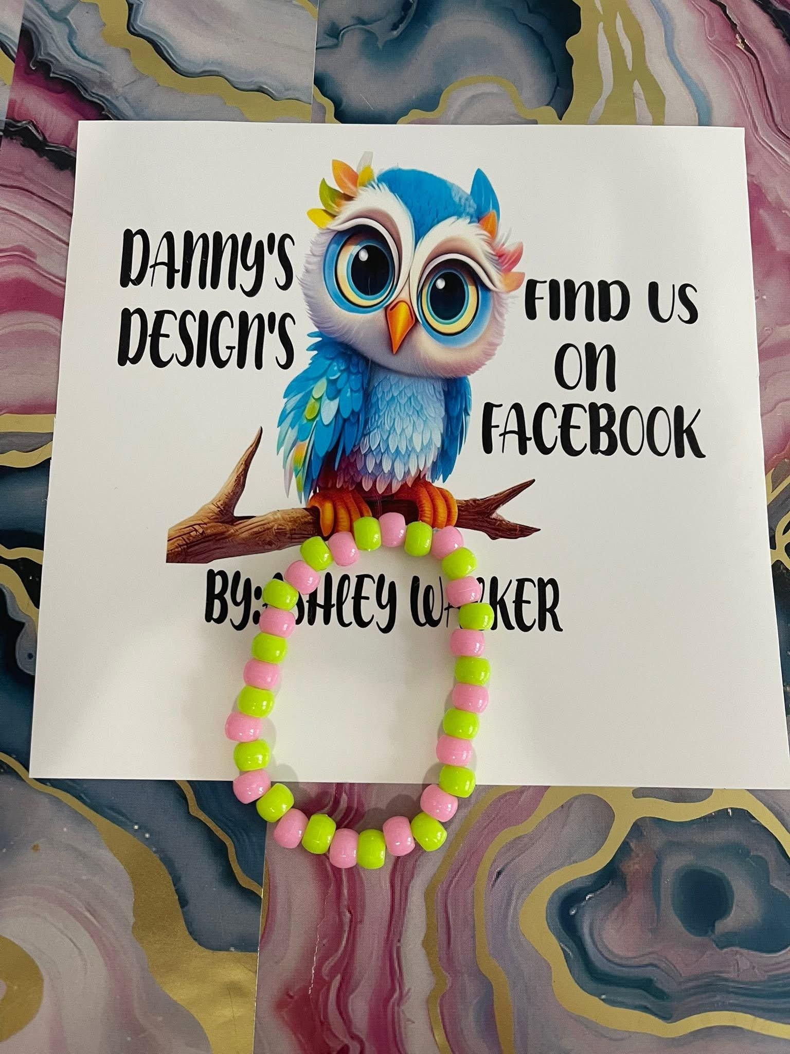 #117 Lime Green & Baby Pink Bracelet
