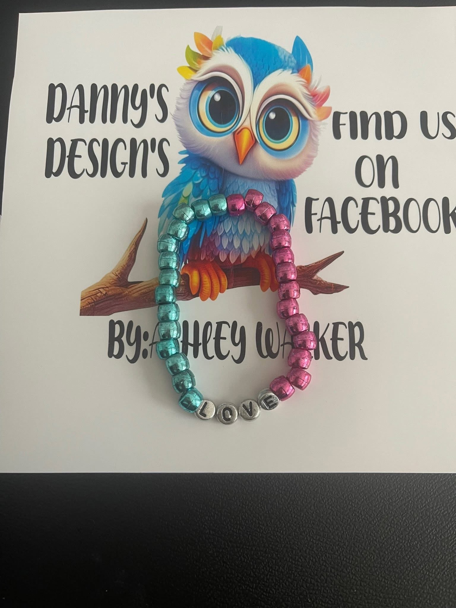 #160 Teal & Pink Love Bracelet