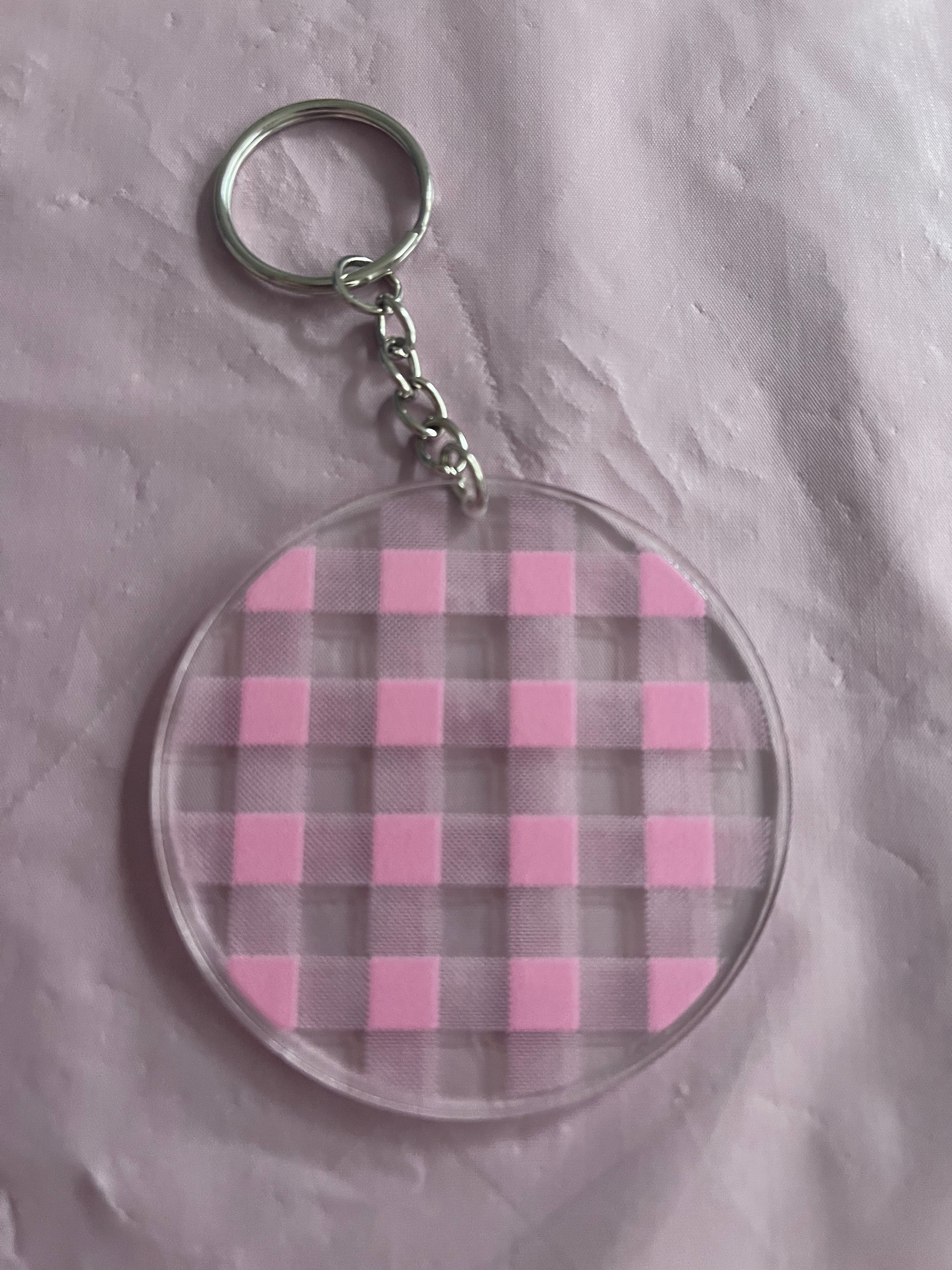 #62 Bubblegum Plaid~~Keychain
