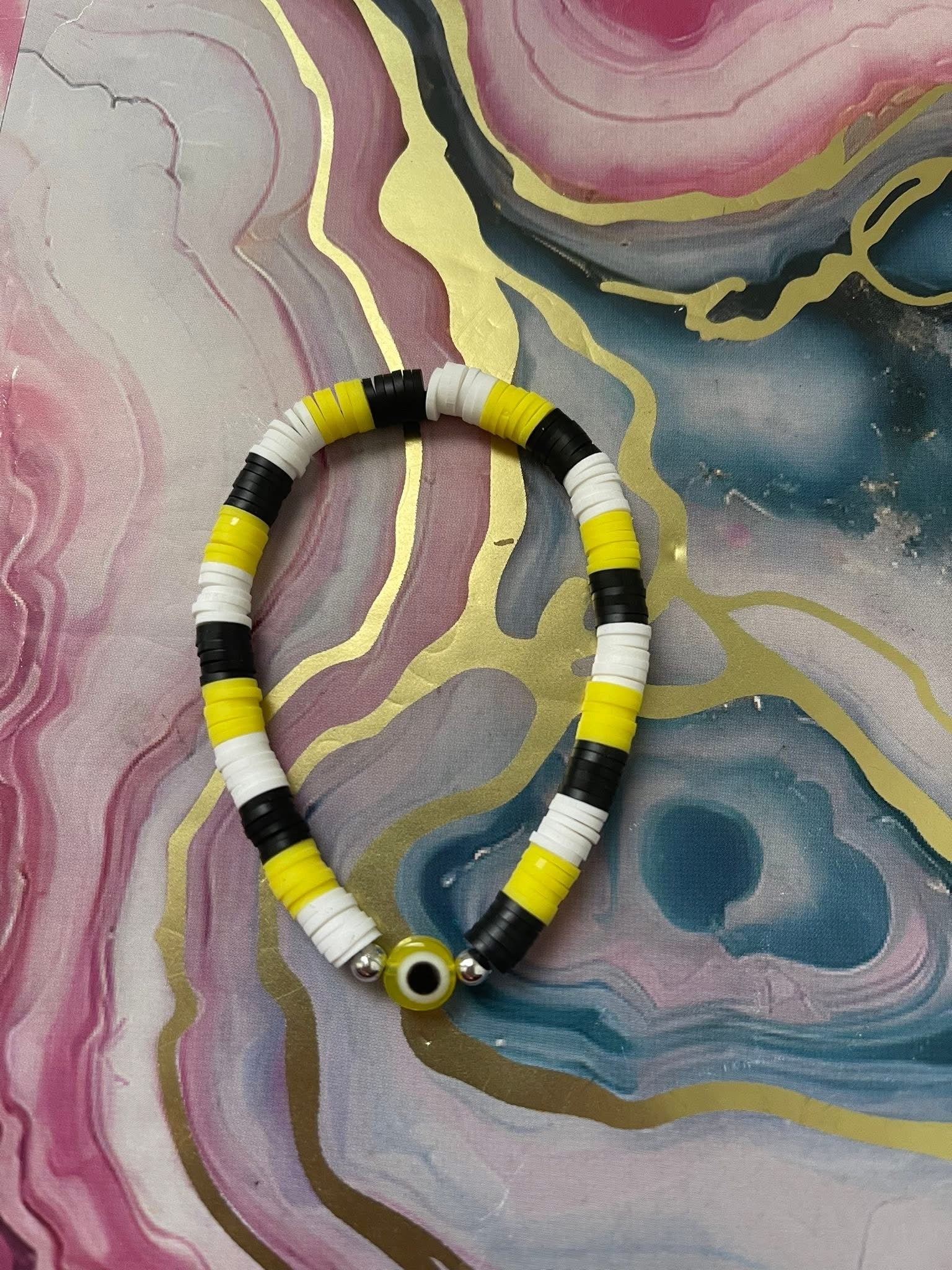#27 Yellow Black & White Eye Bracelet