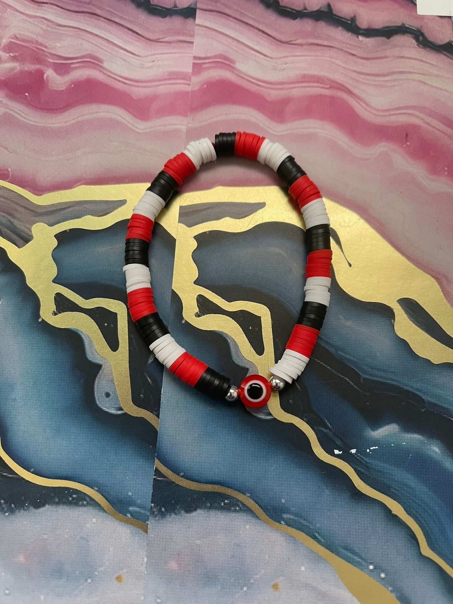 #28 Red Black & White Eye Bracelet
