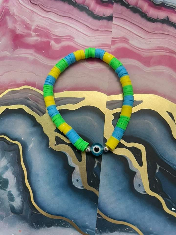 #29 Green Blue & Yellow Eye Bracelet