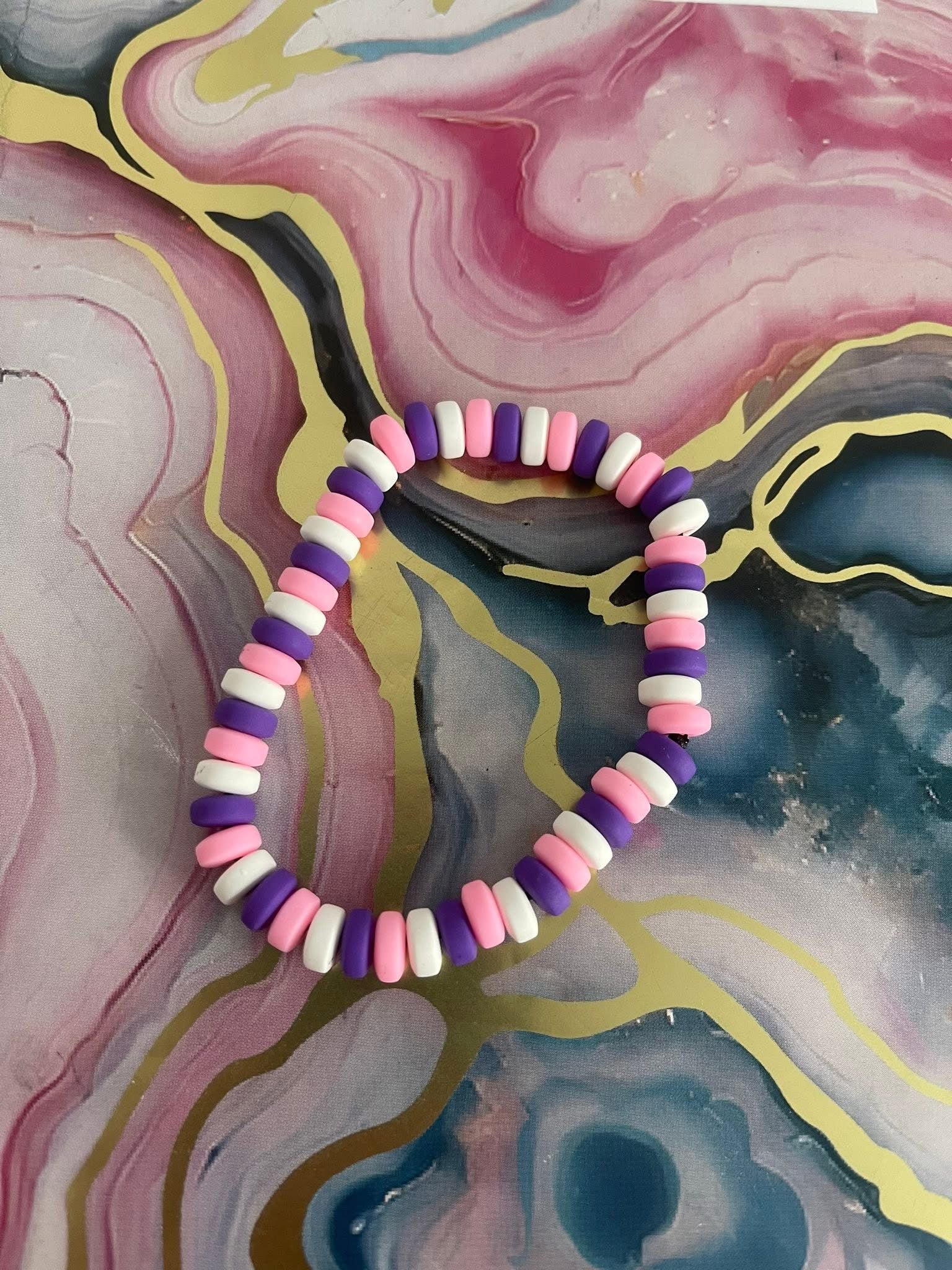 #04 Pink, Purple & White Bracelet