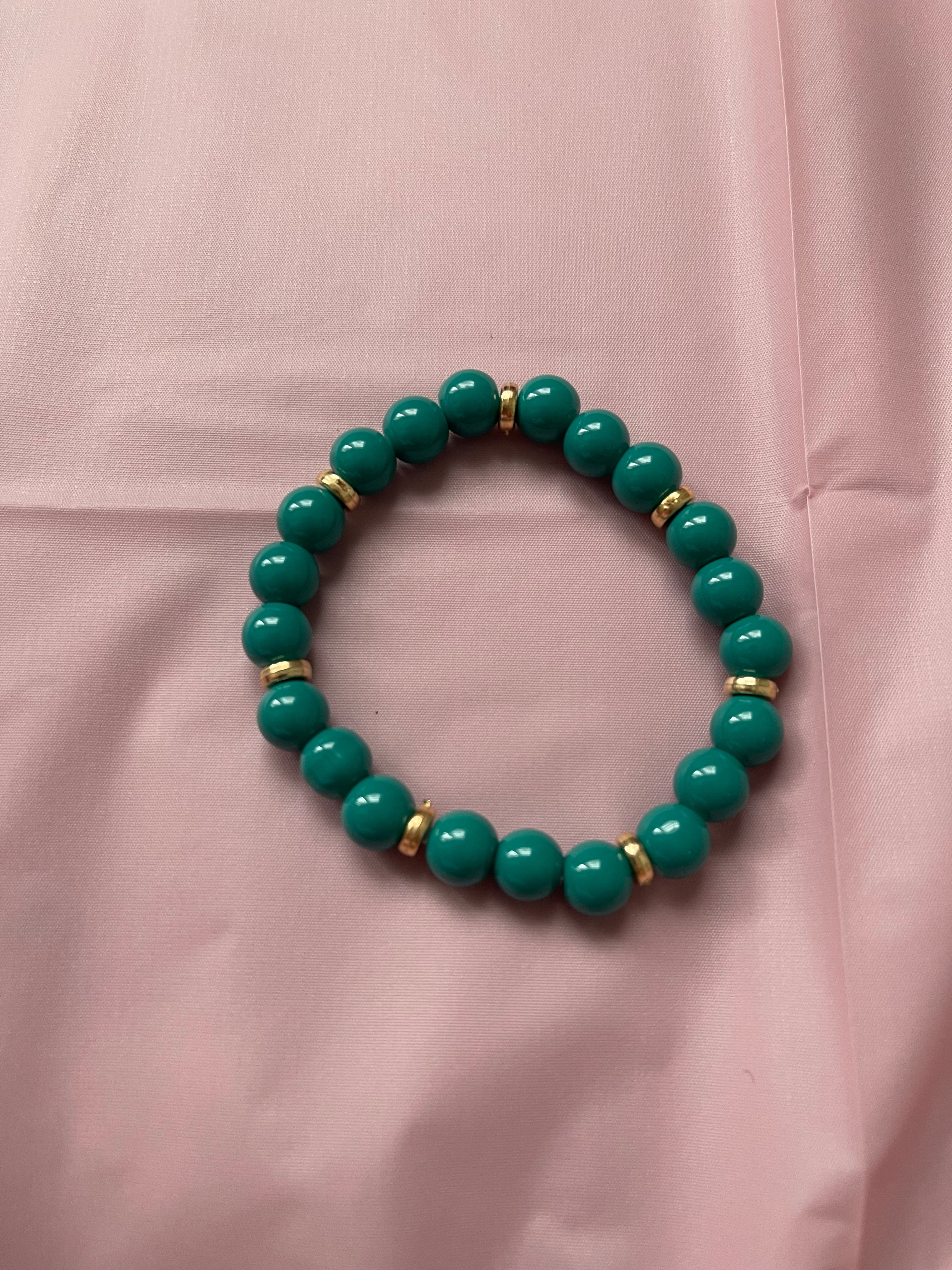 #113 Green Blue & Gold Bracelet