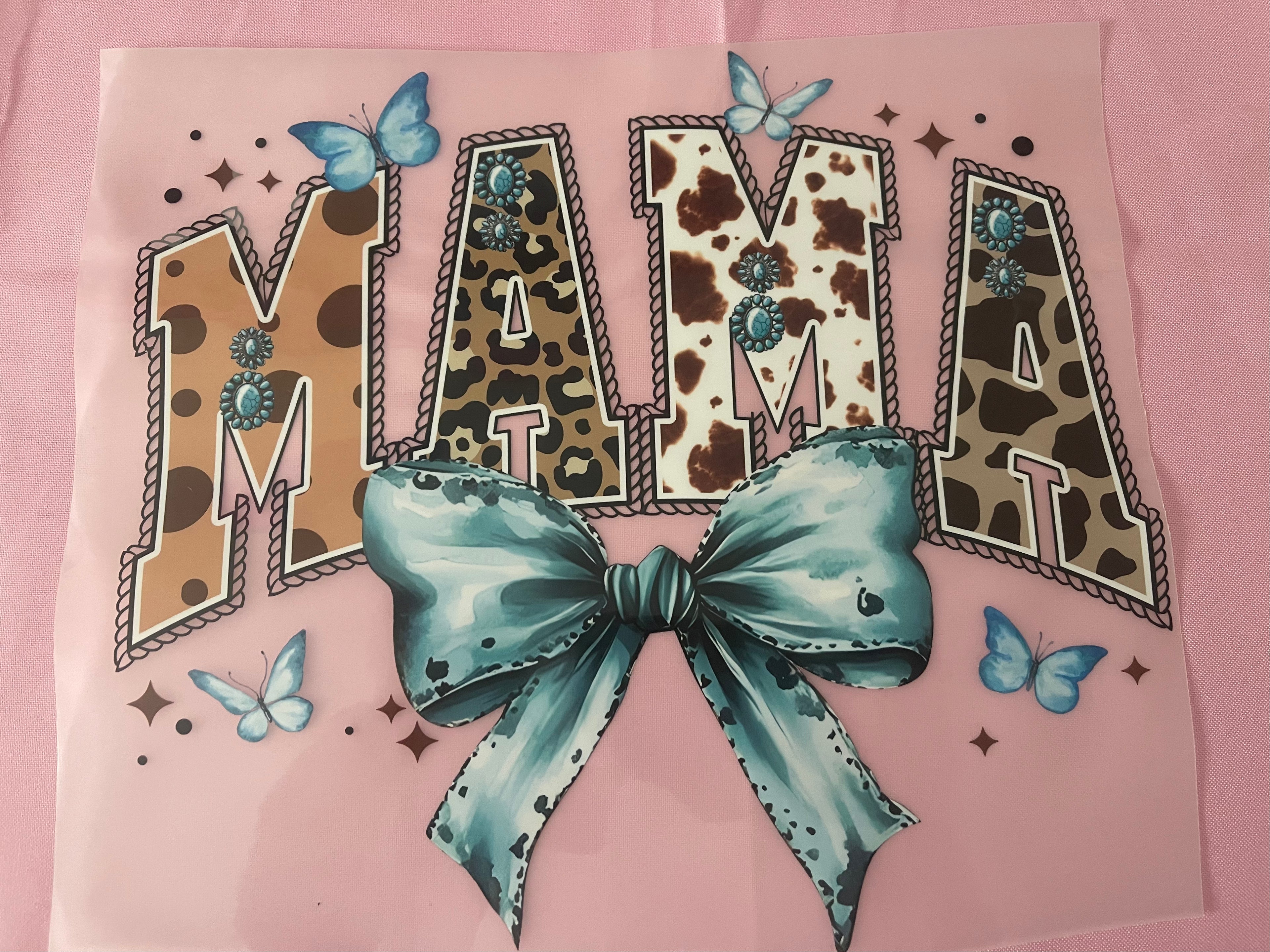 Teal Bow Mama~~Dtf T-shirt Design