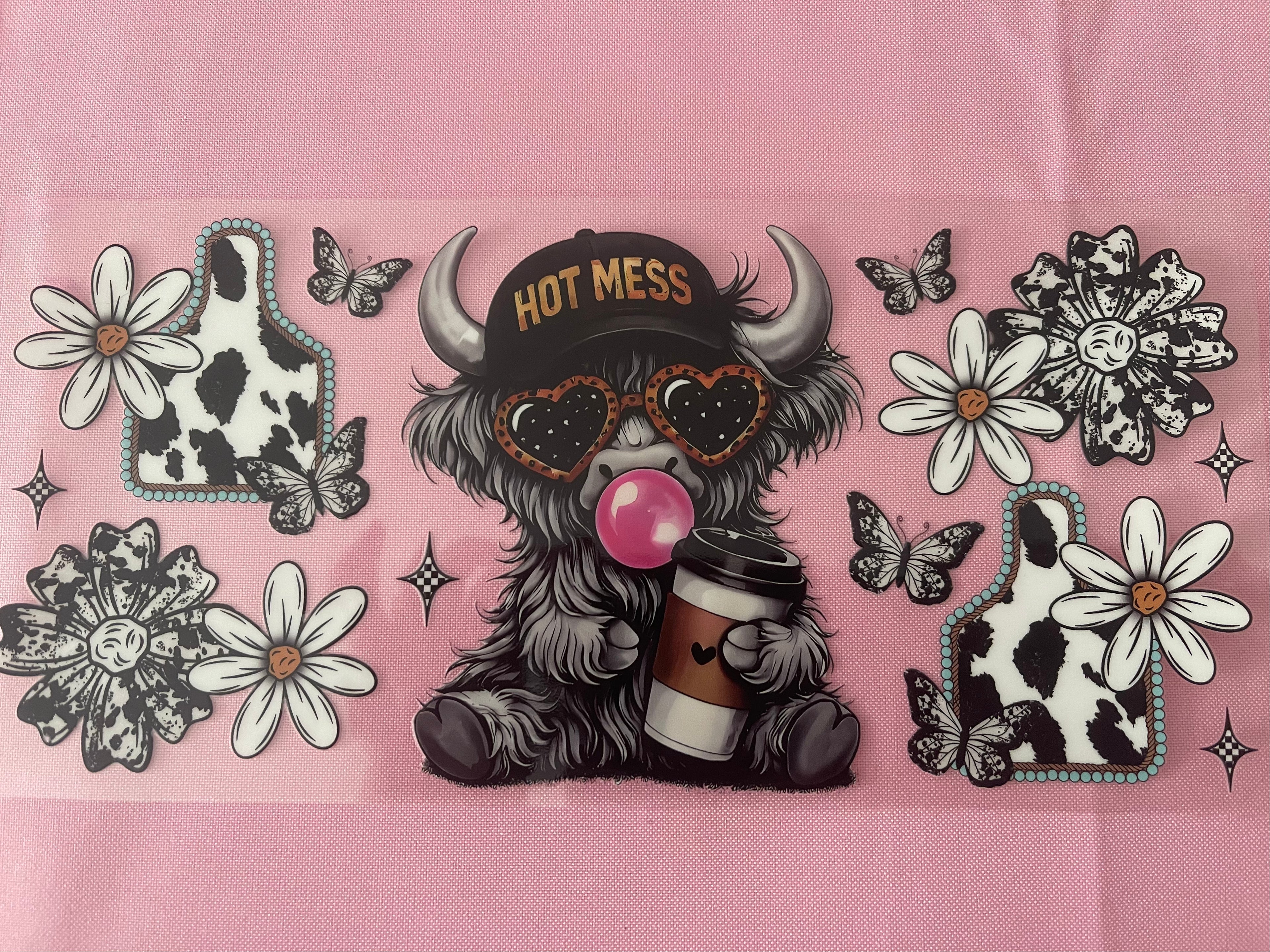 #137 Bubble Latte Cow~~Uv DTF Cup Wrap