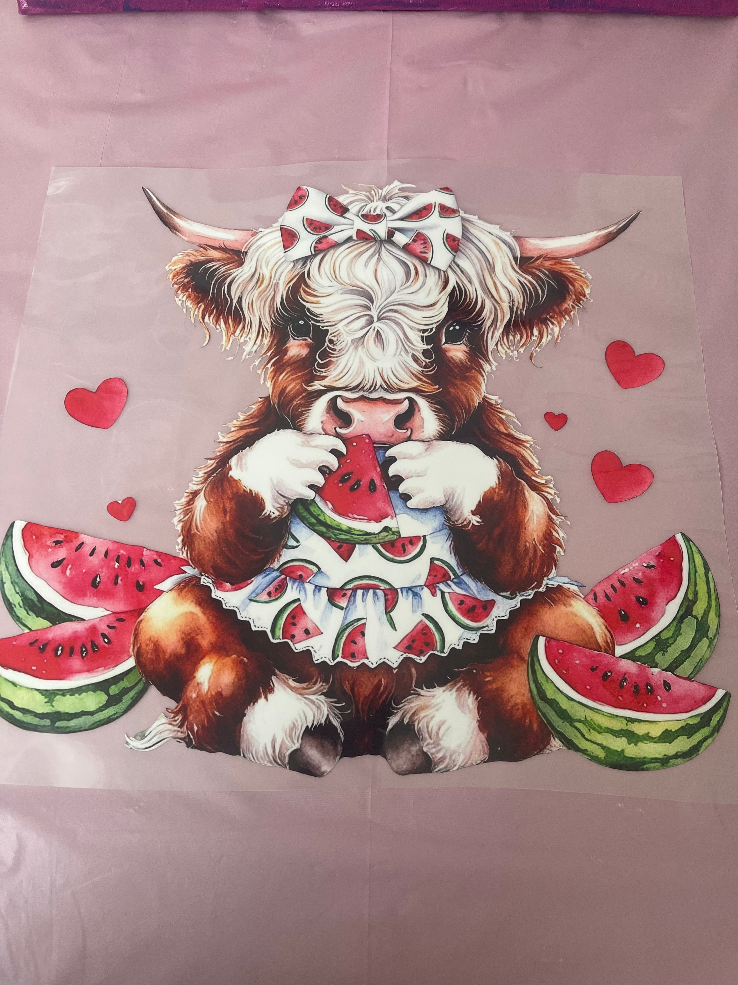 Watermelon Cow~~Dtf T-shirt Design
