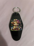 #92 Floral Cow~~Keychain ￼
