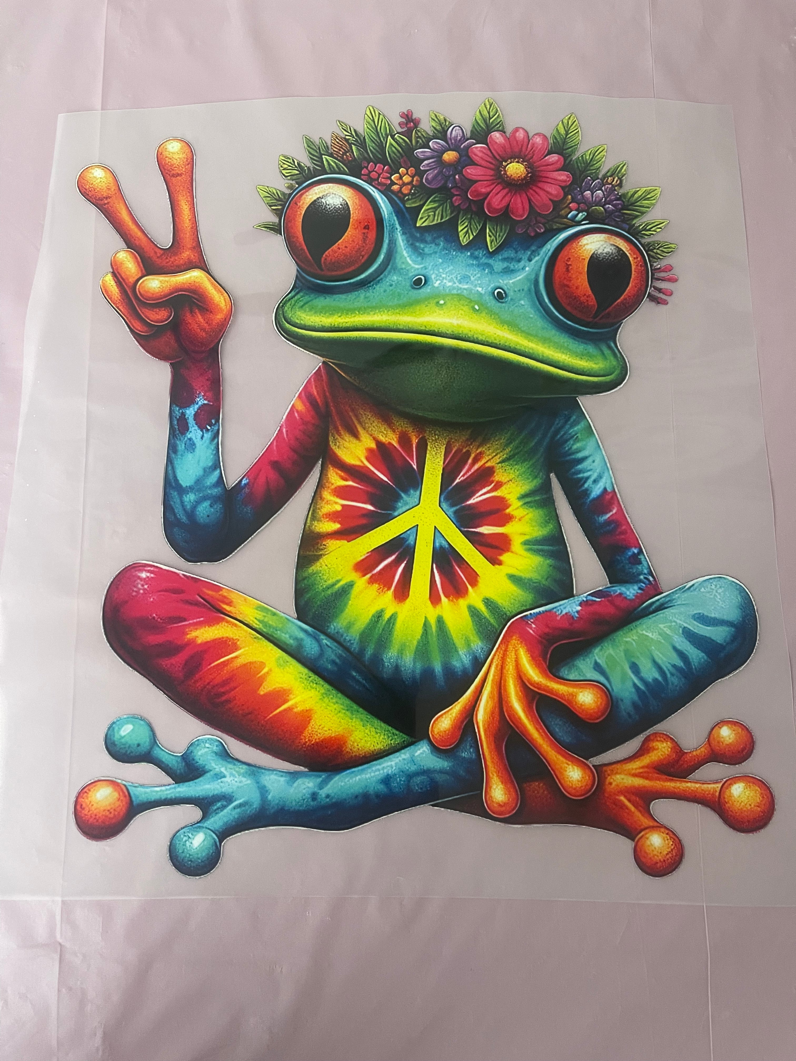 Peace Tie-dye, Frog~~Dtf T-shirt Design