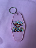 #124 Butterflies, Wildflowers & Cow~~Keychain