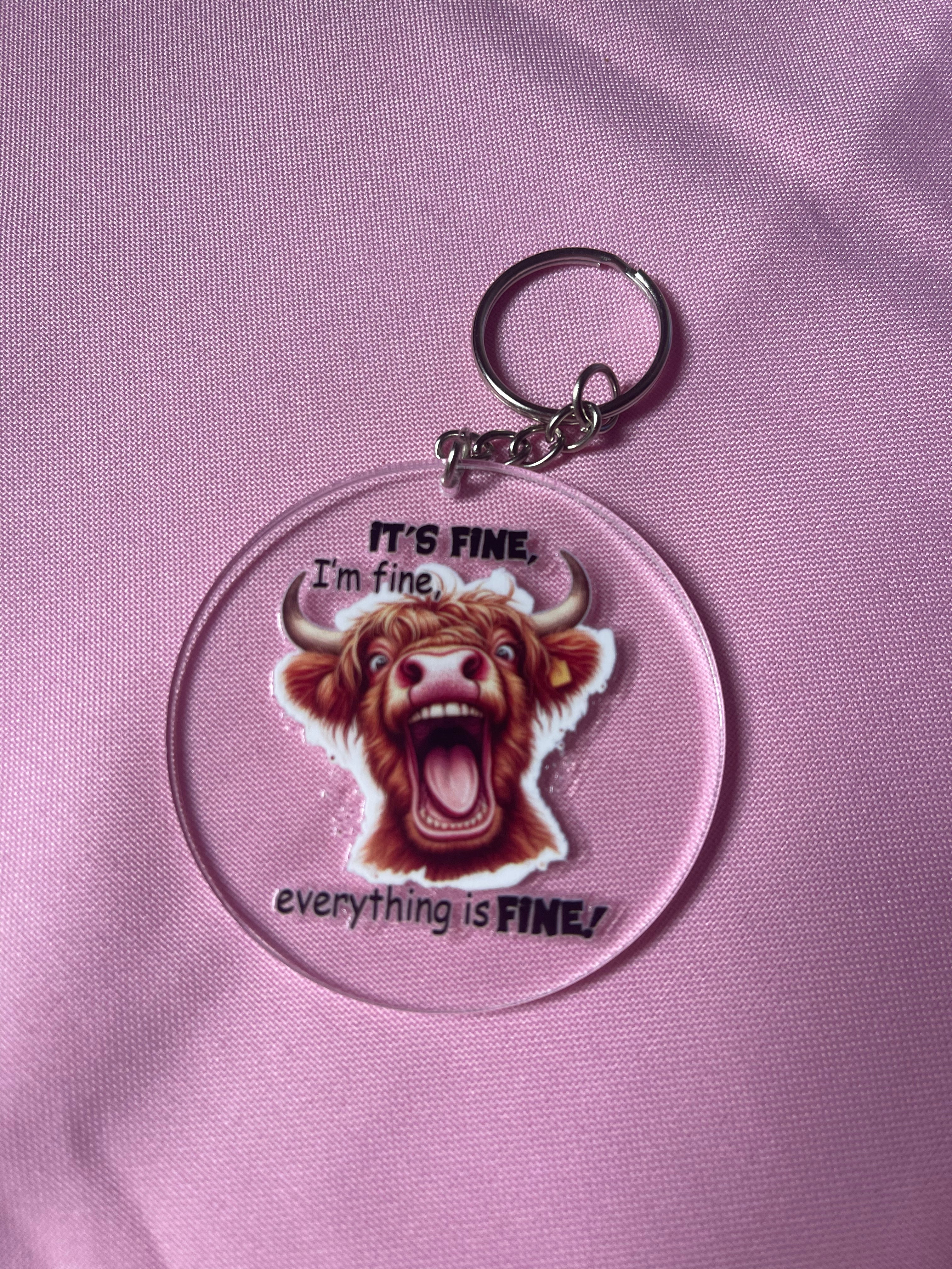 #145 It’s Fine I’m Fine Cow~~Keychain