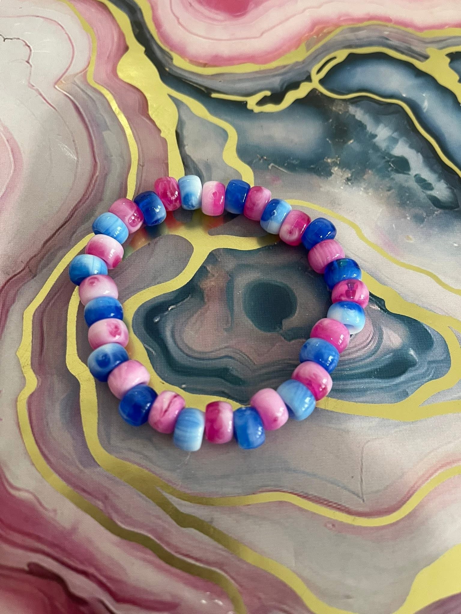 #130 Pink & Blue Tie-Dye Bracelet