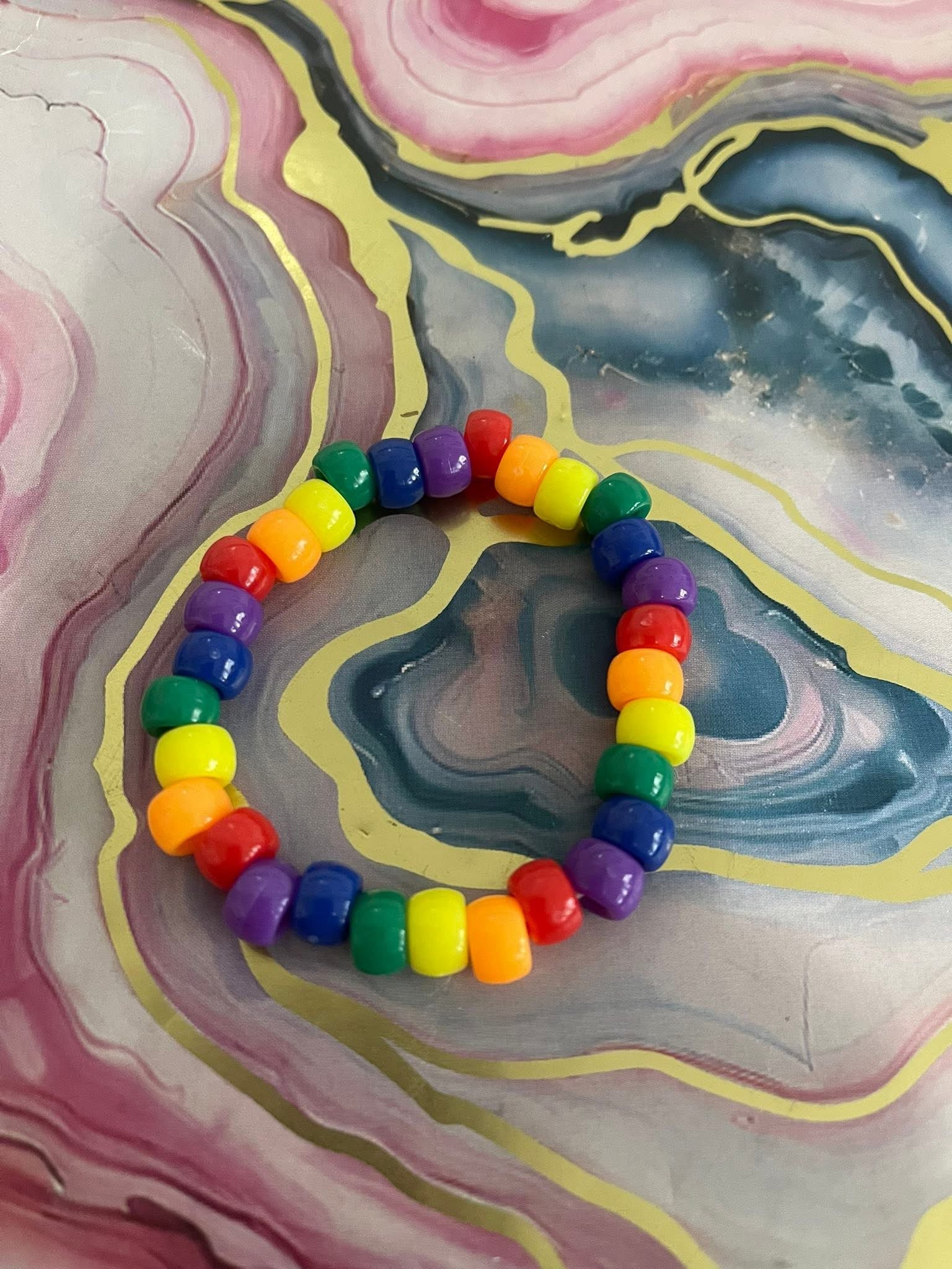 #70 Yellow, Orange, Red, Purple, Blue & Green Bracelet