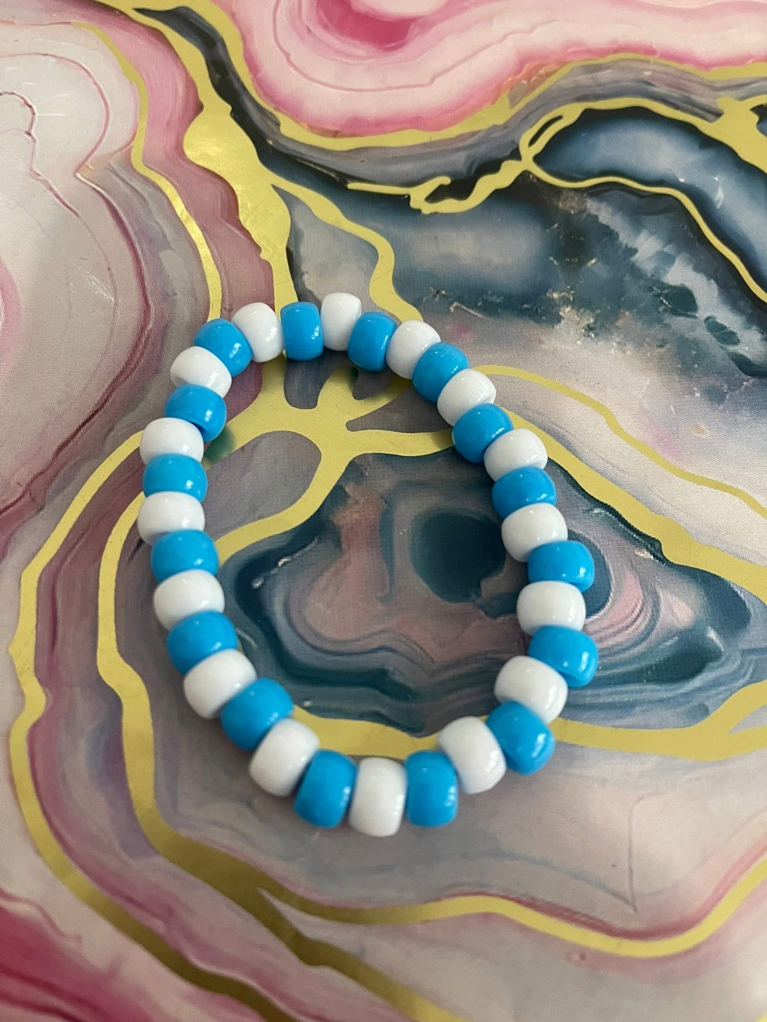 #60 Baby Blue & White Bracelet