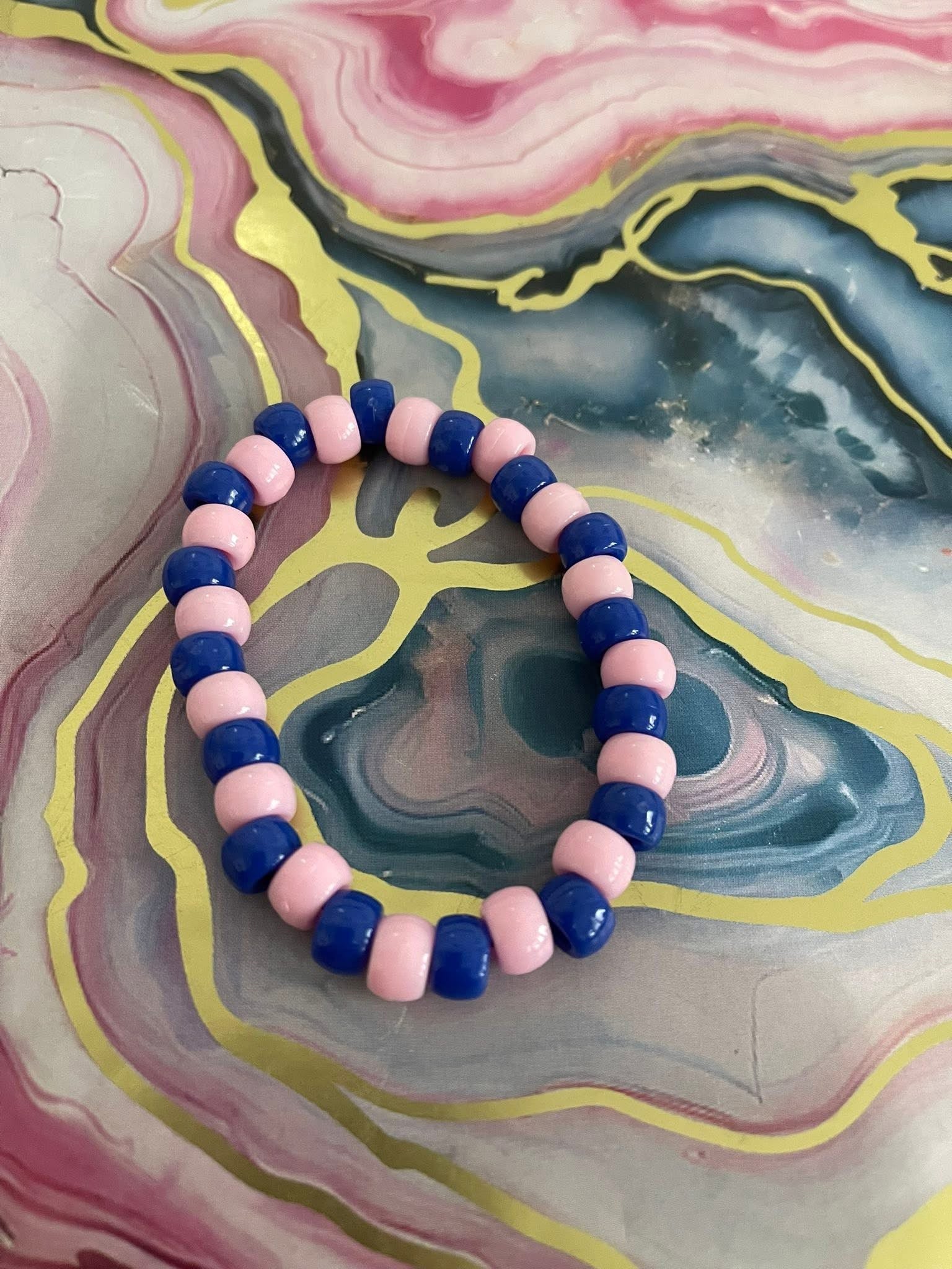 #118 Baby Pink & Blue Bracelet