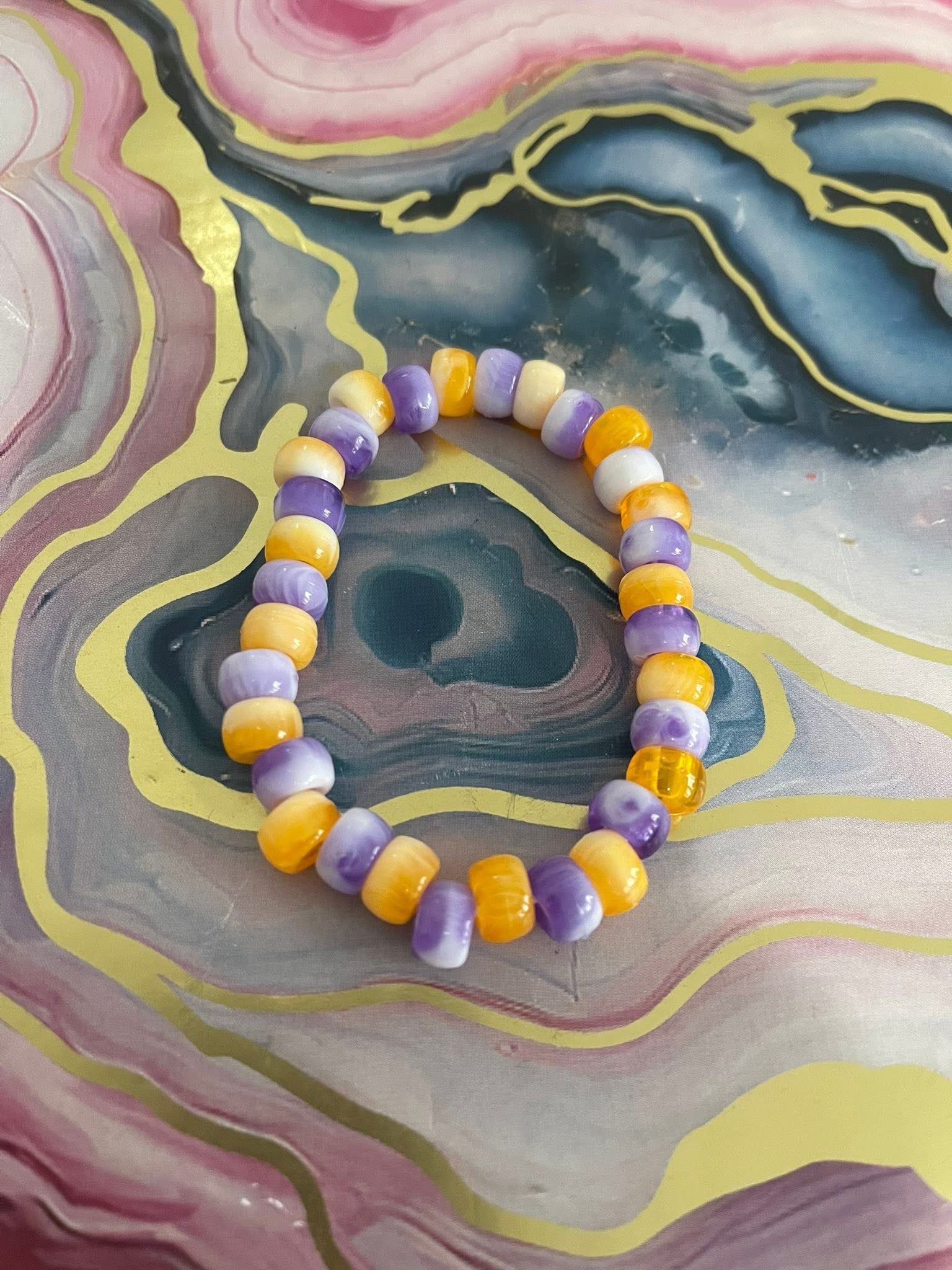 #128 Orange & Purple Tie-Dye Bracelet