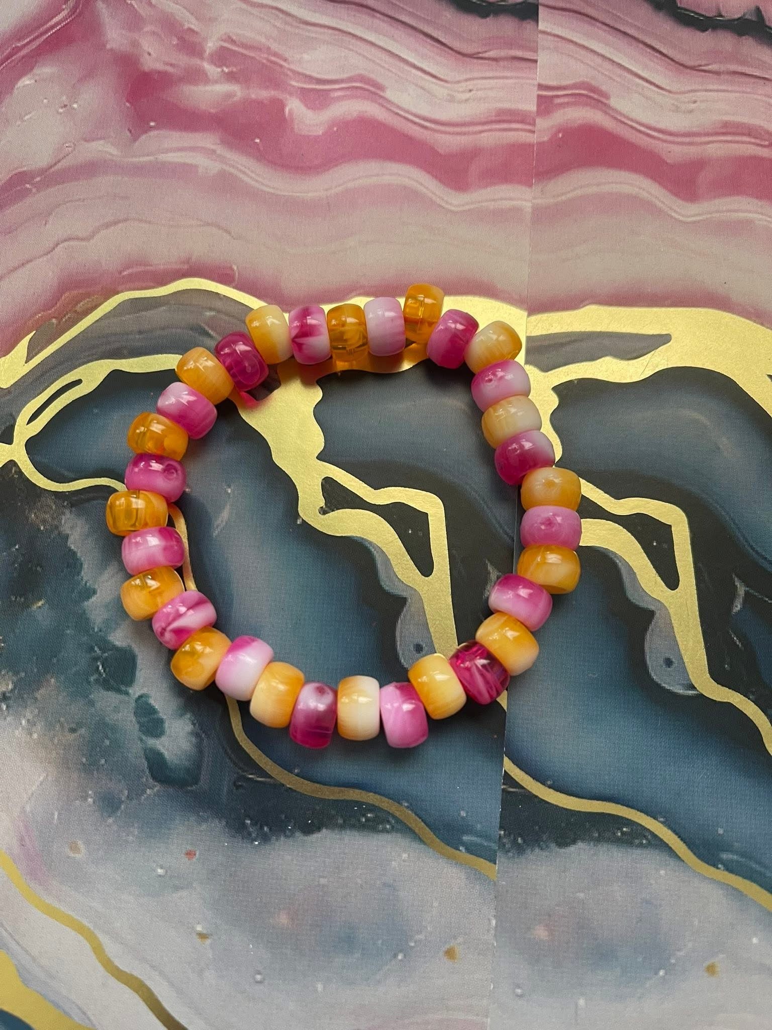 #131 Pink & Orange Tie-Dye Bracelet