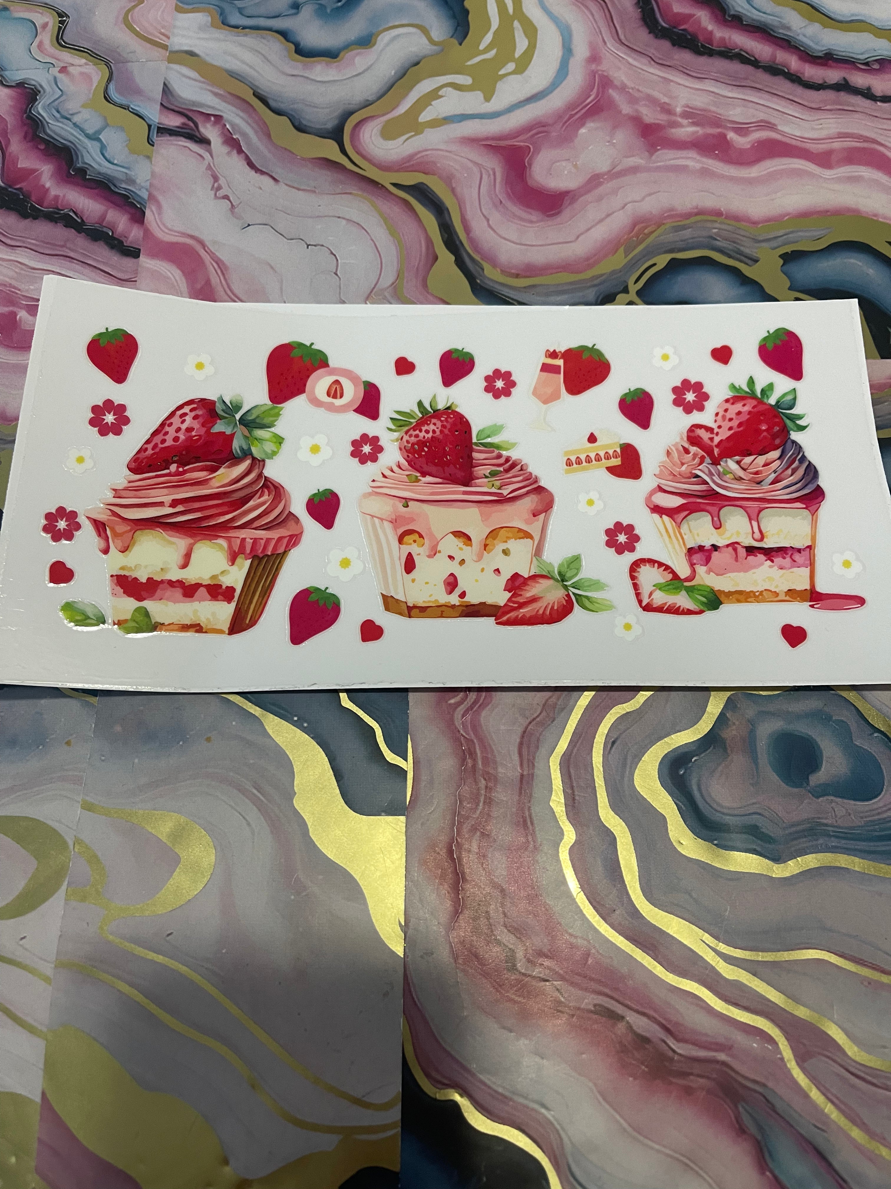 #25 Strawberry Cupcake~~UV DTF CUP WRAP