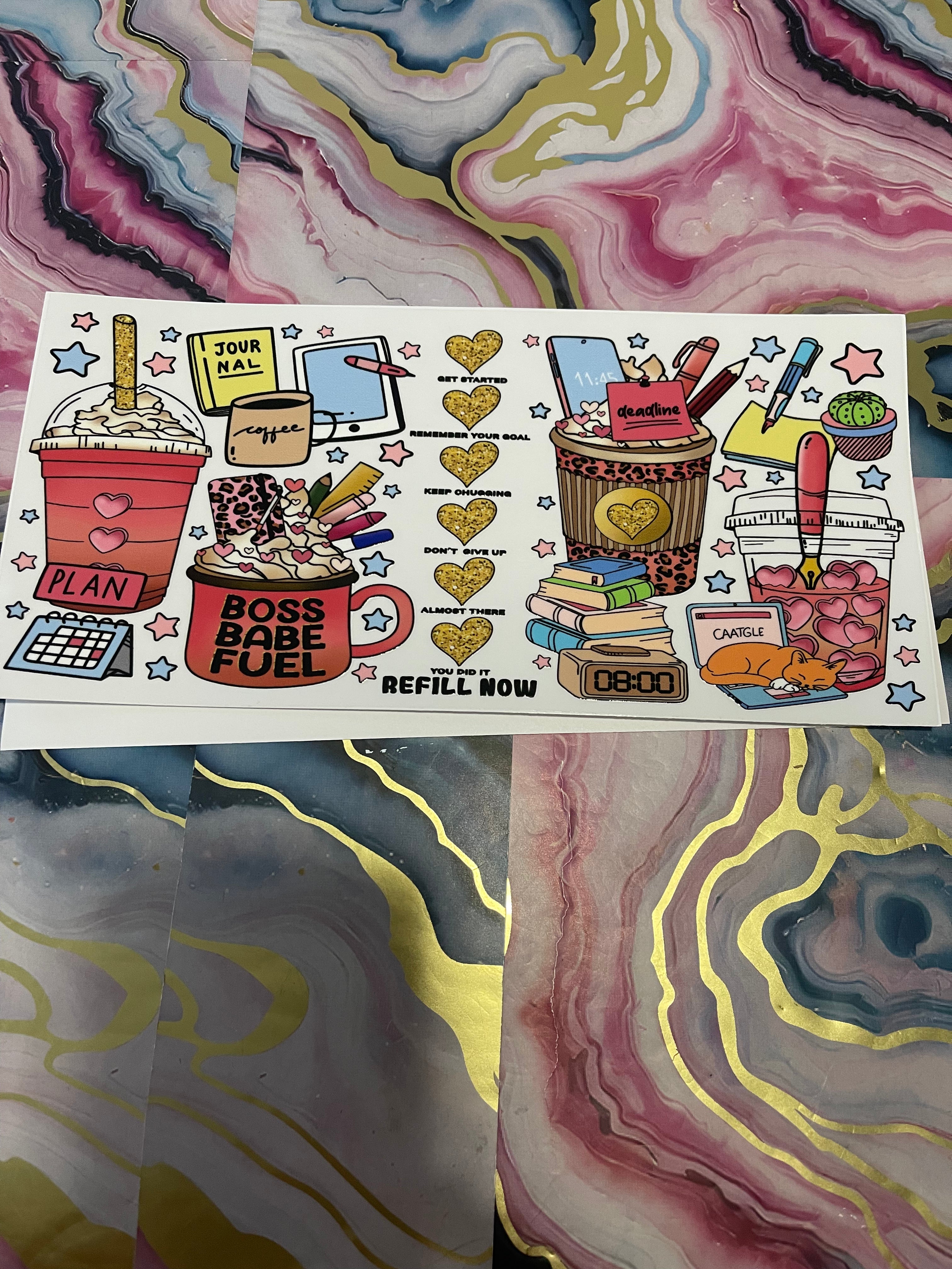 #03 Boss Babe Fuel~~UV DTF CUP WRAP