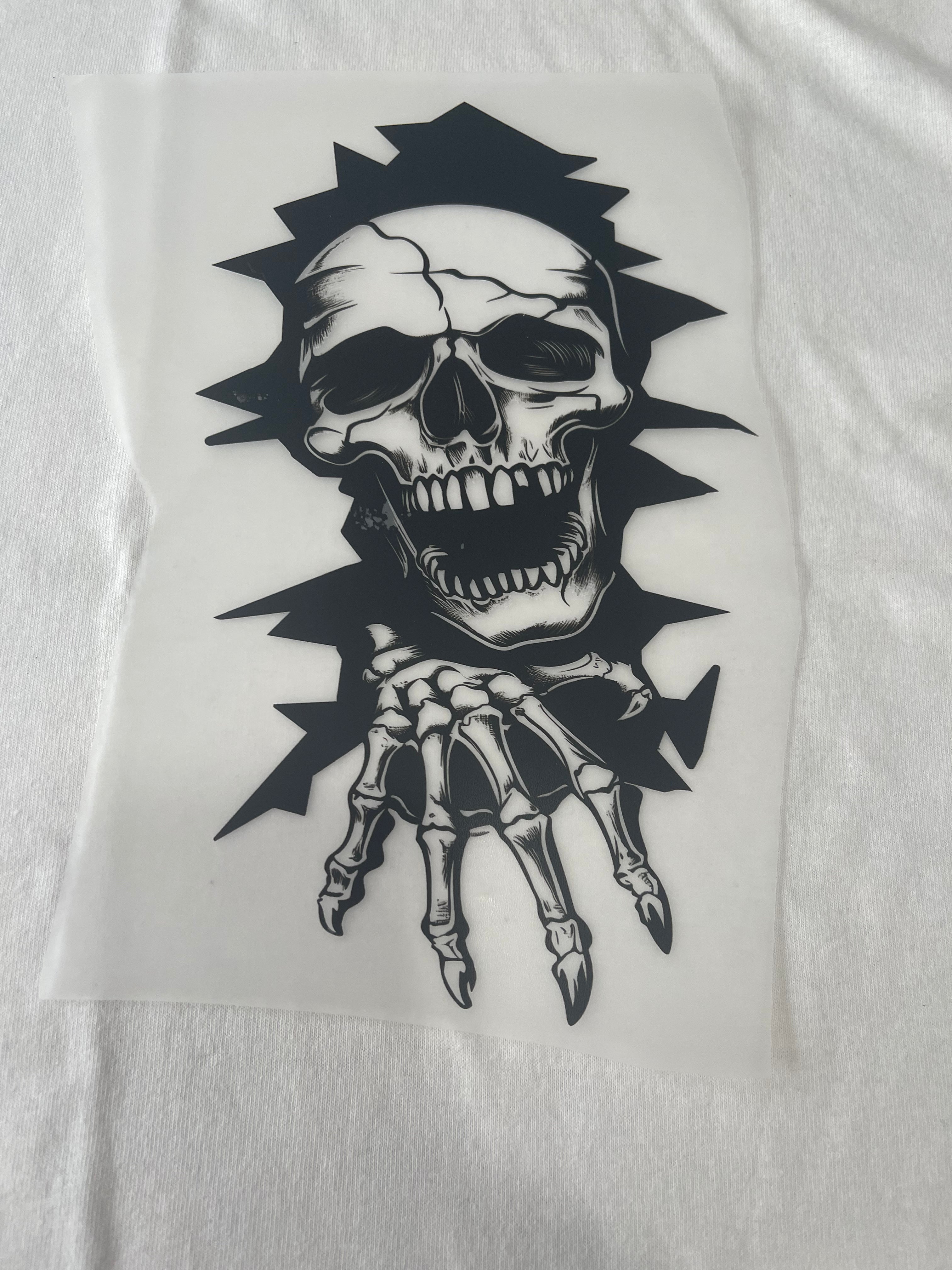 Skull Coming Out The Wall~~Dtf T-shirt Design