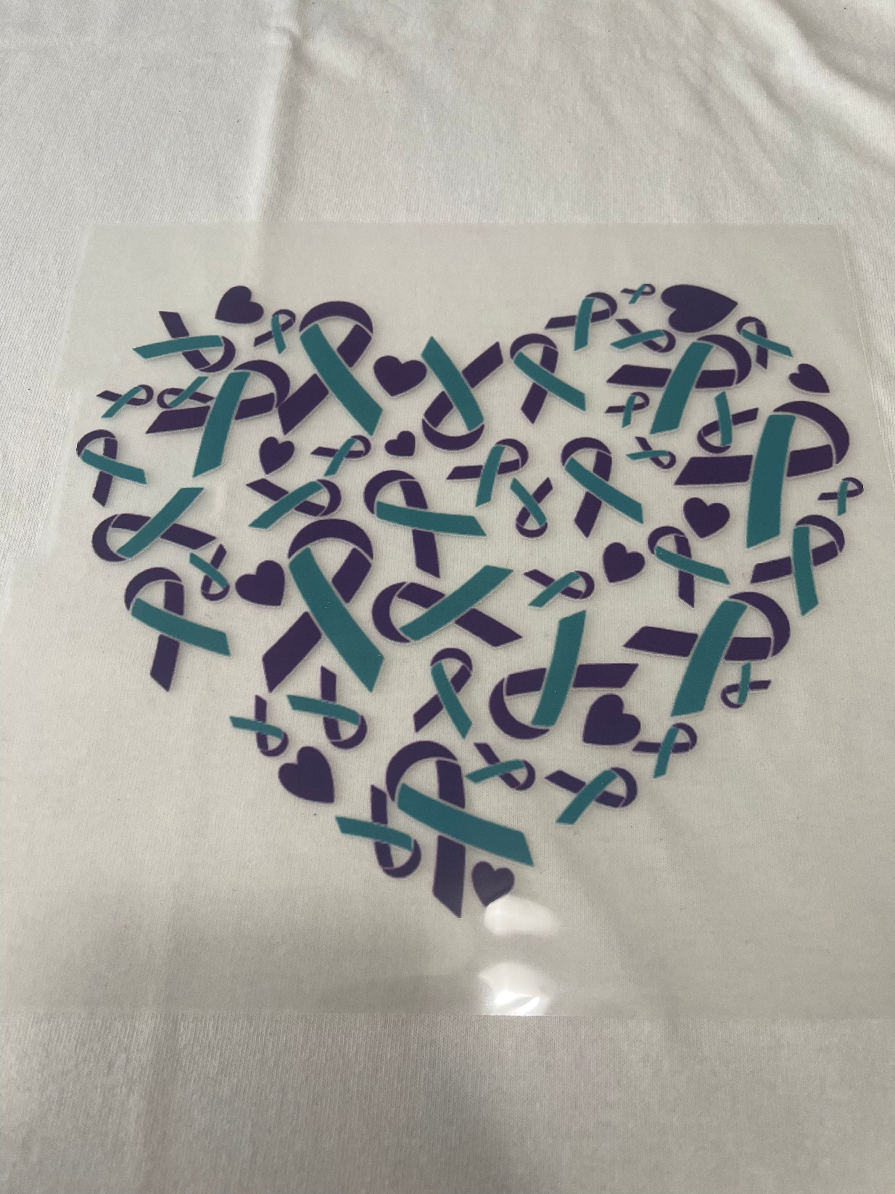 Ribbon Heart Suicide Awareness~~Dtf T-shirt Design